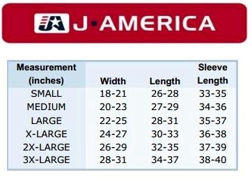 J America Hoodie Size Chart